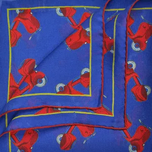 Blue with Red Scooter Silk Pocket Square