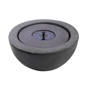 Bowl Stone Solar Water Feature - Dark Grey