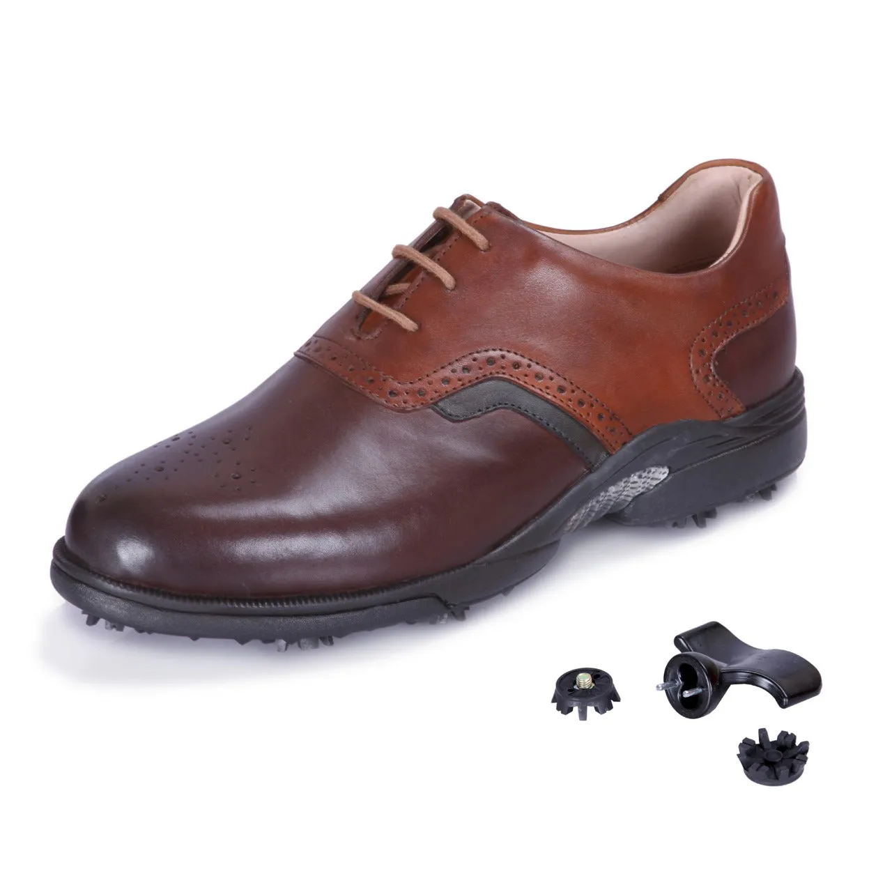 Bristol Brown, Tan & Blue Golf Shoes