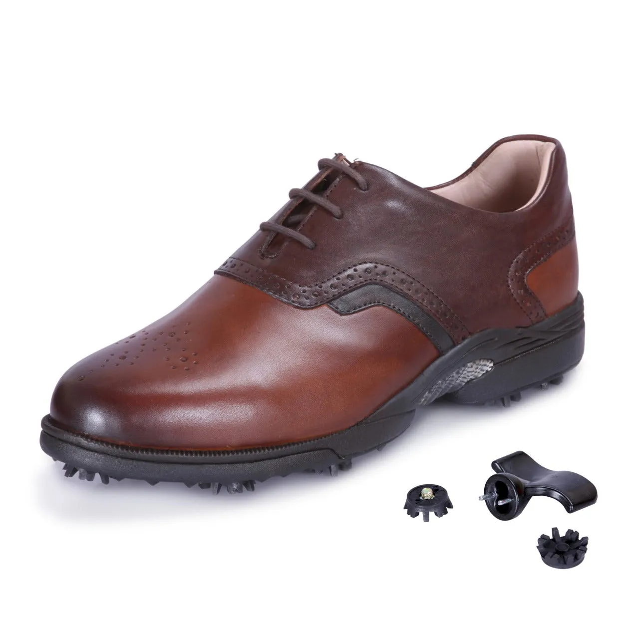 Bristol Tan Brown & Blue Golf Shoes