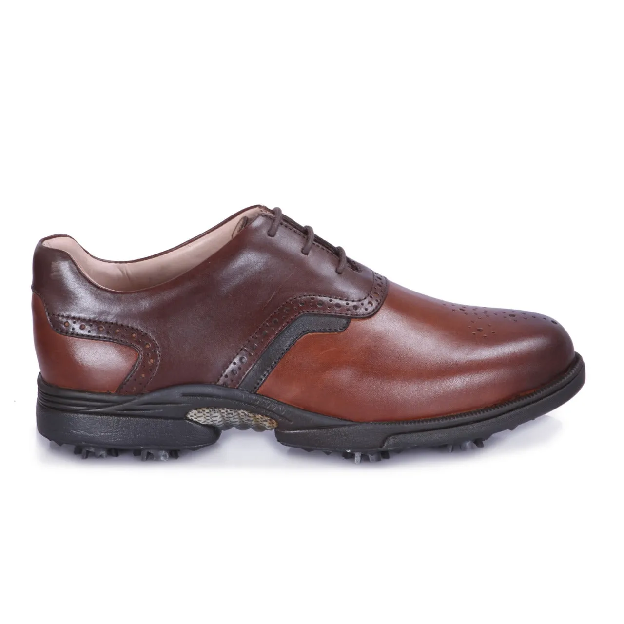 Bristol Tan Brown & Blue Golf Shoes