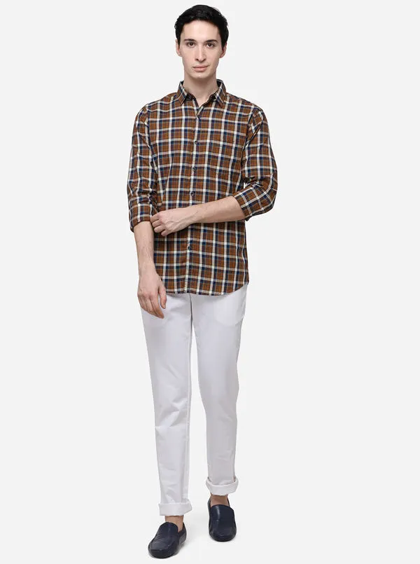 Brown Slim Fit Checked Casual Shirt | JadeBlue