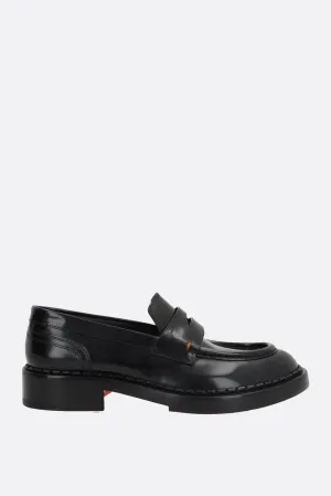 brushed leather penny loafers