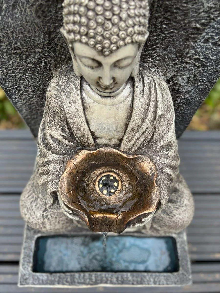 Buddha Water Feature with LED Light - Solar Panel 30x 32x51.5cm