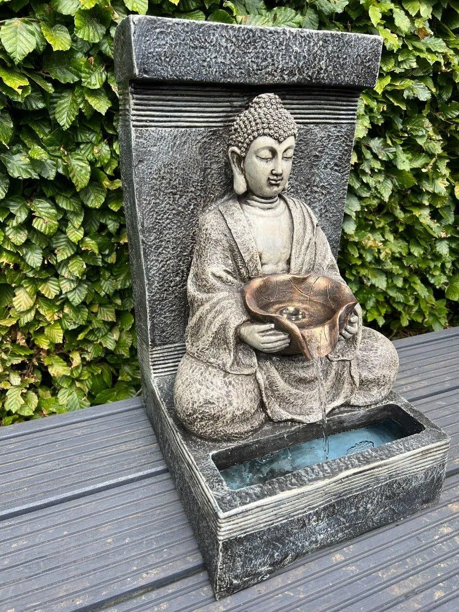 Buddha Water Feature with LED Light - Solar Panel 30x 32x51.5cm