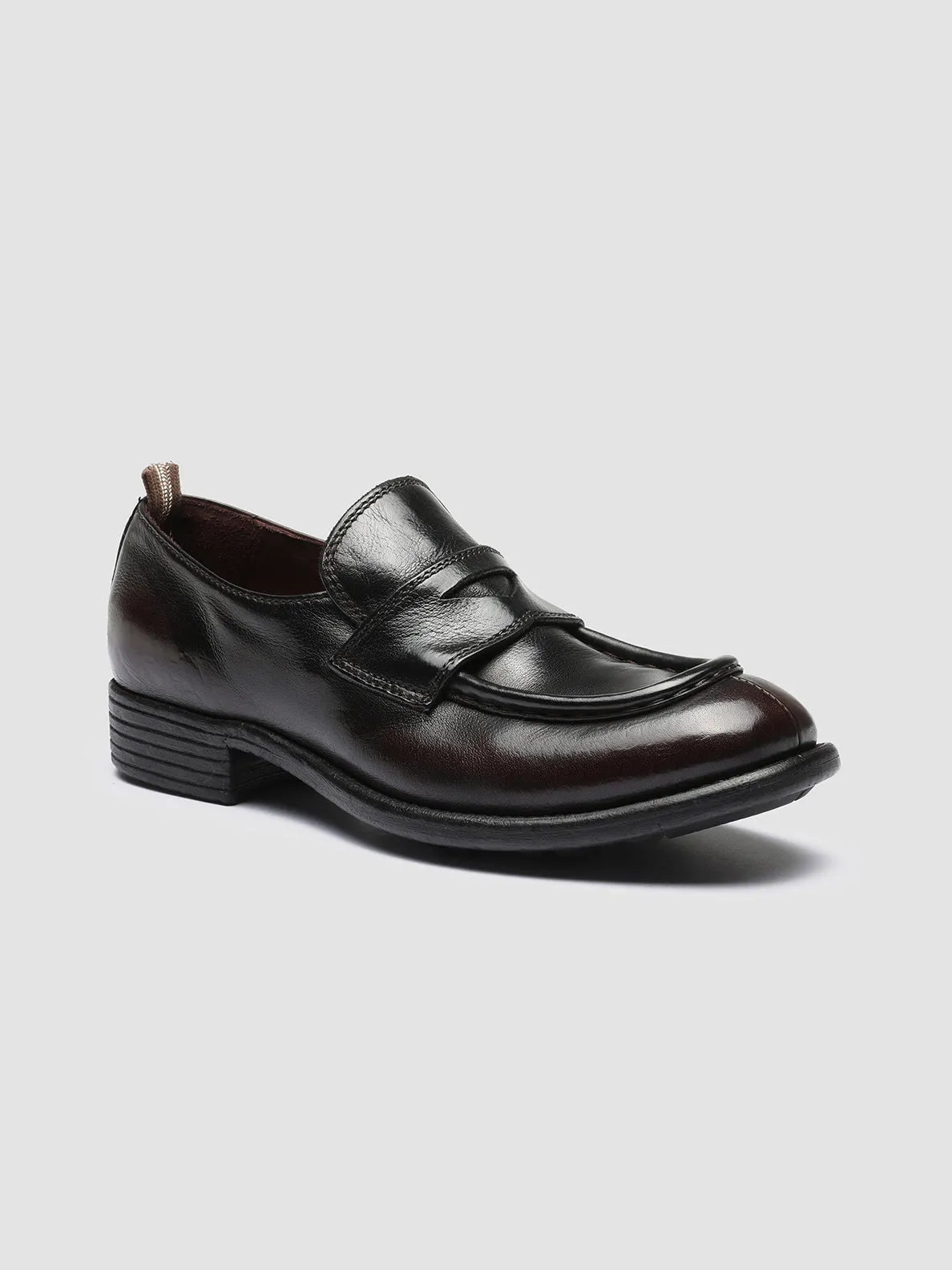 CALIXTE 020 - Dark Burgundy Leather Penny Loafers