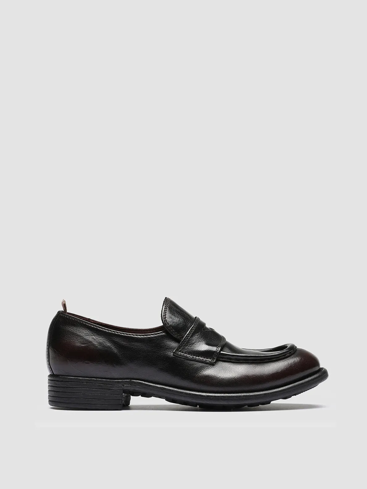 CALIXTE 020 - Dark Burgundy Leather Penny Loafers