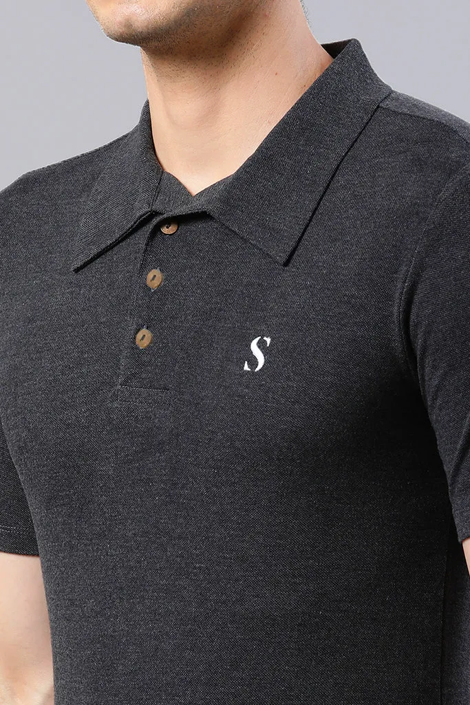 Charcoal Grey Solid T-Shirt