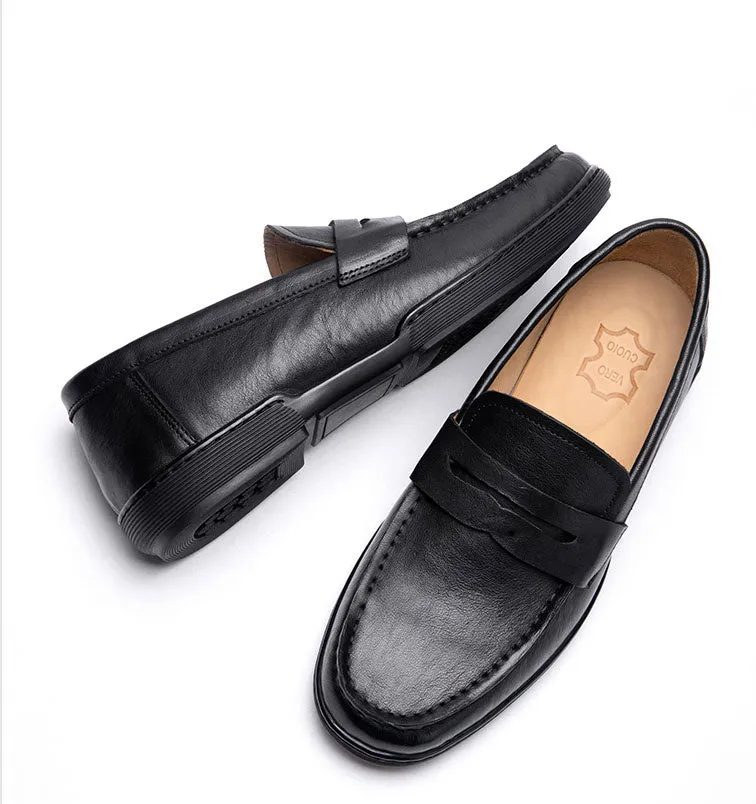 Chic Cowhide Penny Loafers