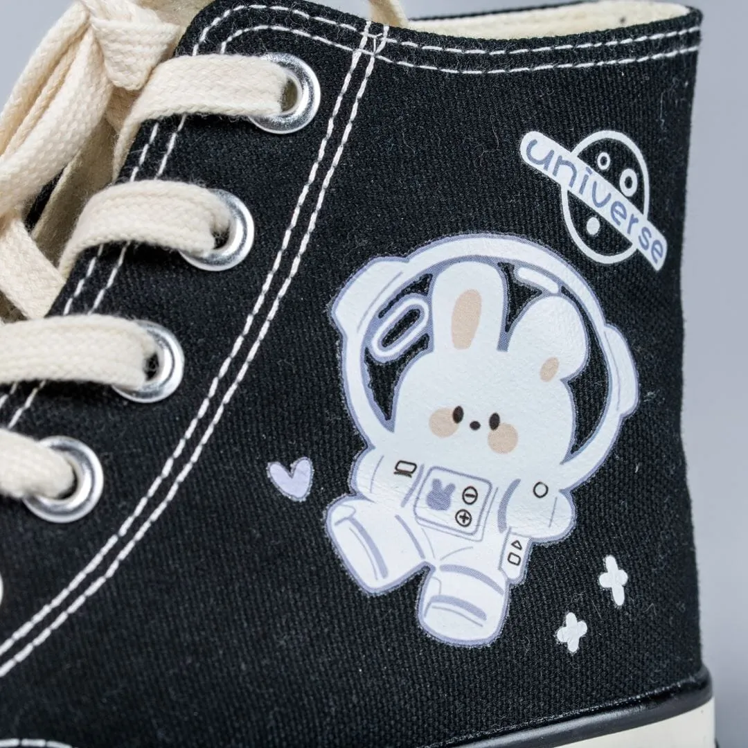 *CLEARANCE* Flying Space Bunny High Top Canvas Shoes - Women's