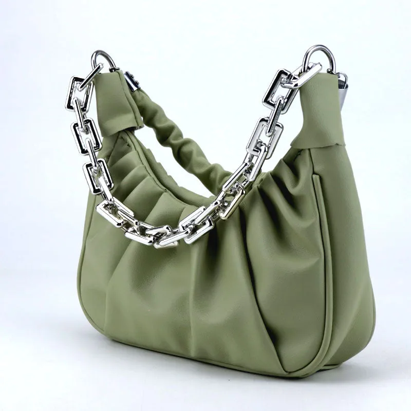 Cloud Pleated Shoulder Bag Solid Underarm Handbag