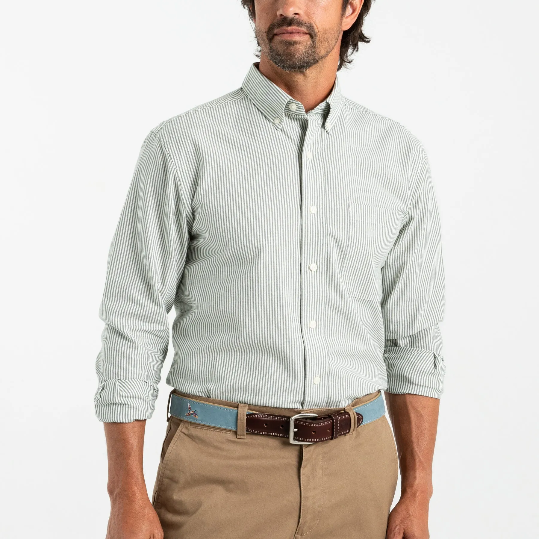 Collins Stripe Cotton Oxford Sport Shirt