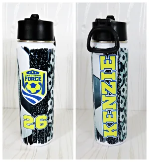 Columbus Force 22 oz Soccer Water Bottle Personalized with Name - Custom Sports Bottle