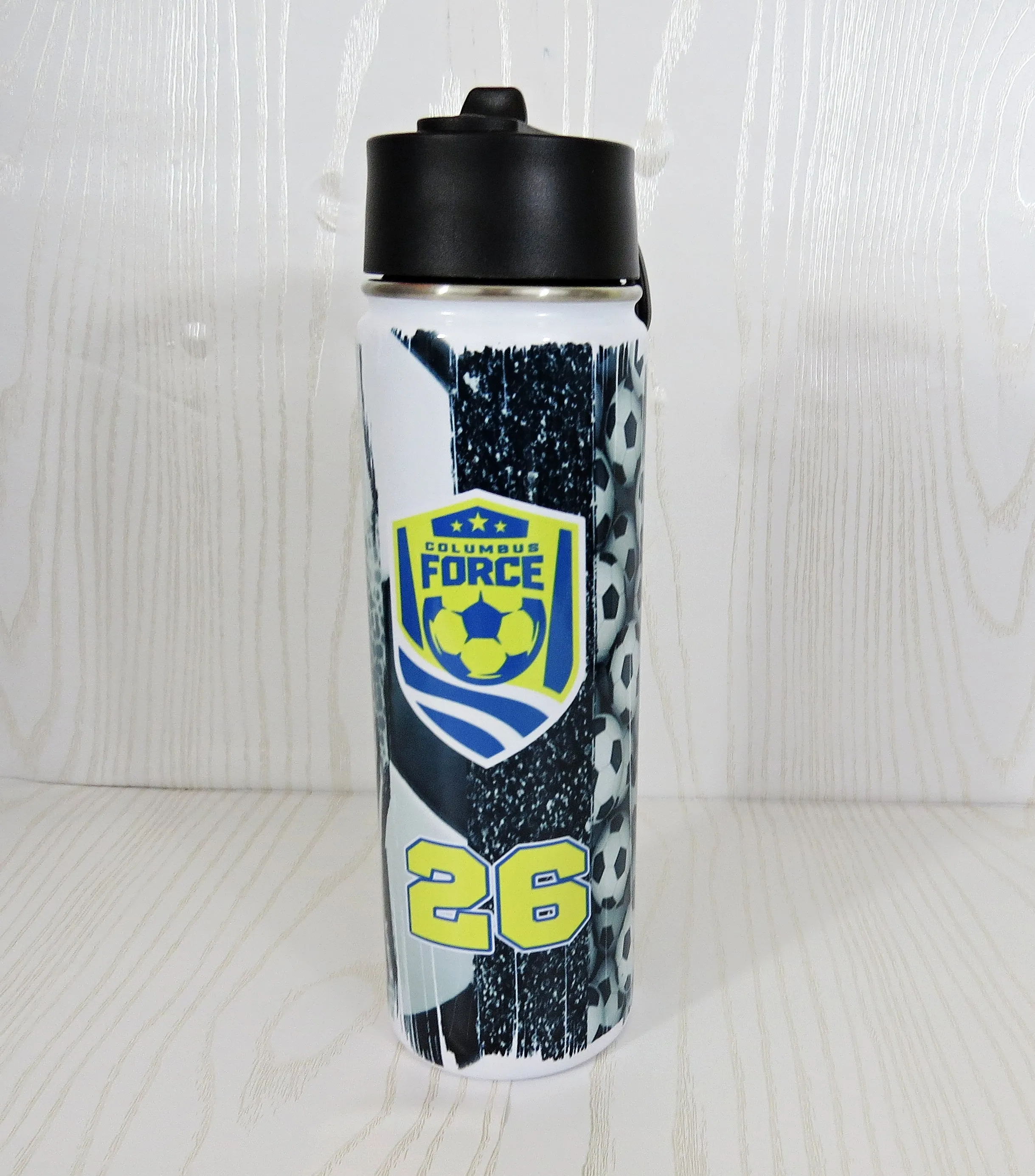 Columbus Force 22 oz Soccer Water Bottle Personalized with Name - Custom Sports Bottle