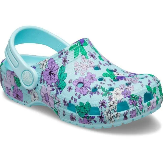 Crocs Classic Floral Clog Girls Lifestyle Slippers Blue  206146-4O9