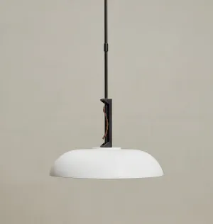 Cyrus 19" Pendant in Bronze / White Glass Floor Model