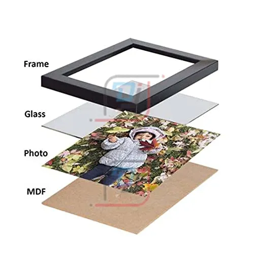 DJ ARTS Wood MDF Photo Frame With Glass (Black Colour)