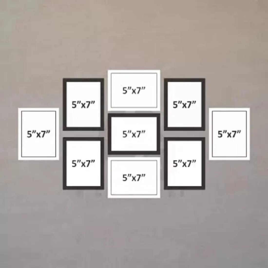 DJ ARTS Wood Rectangular Photo Frame (White, 9 Photo (S)_Size:- 5X7) Wall Mount