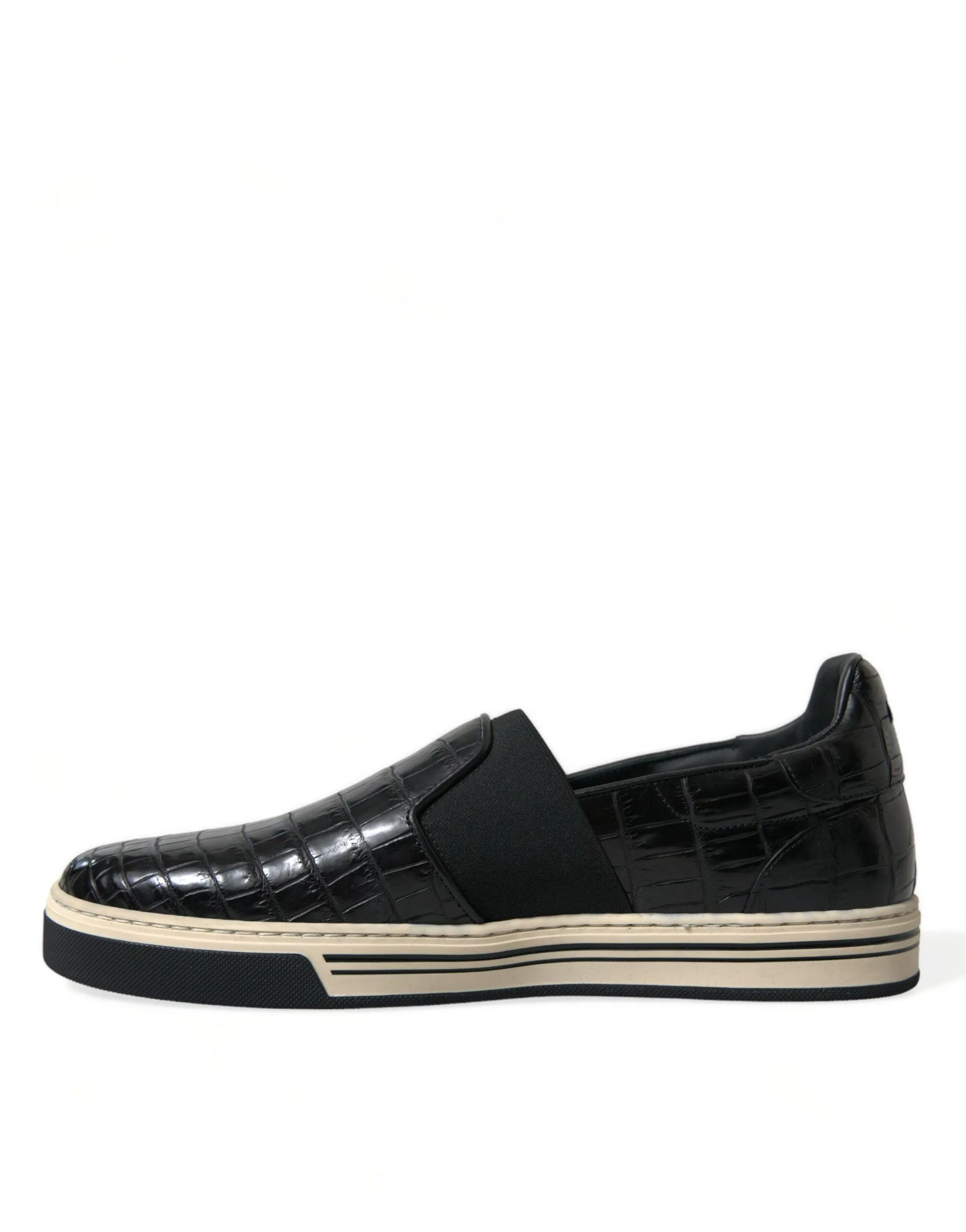 Dolce & Gabbana Black Croc Exotic Leather Sneakers Shoes