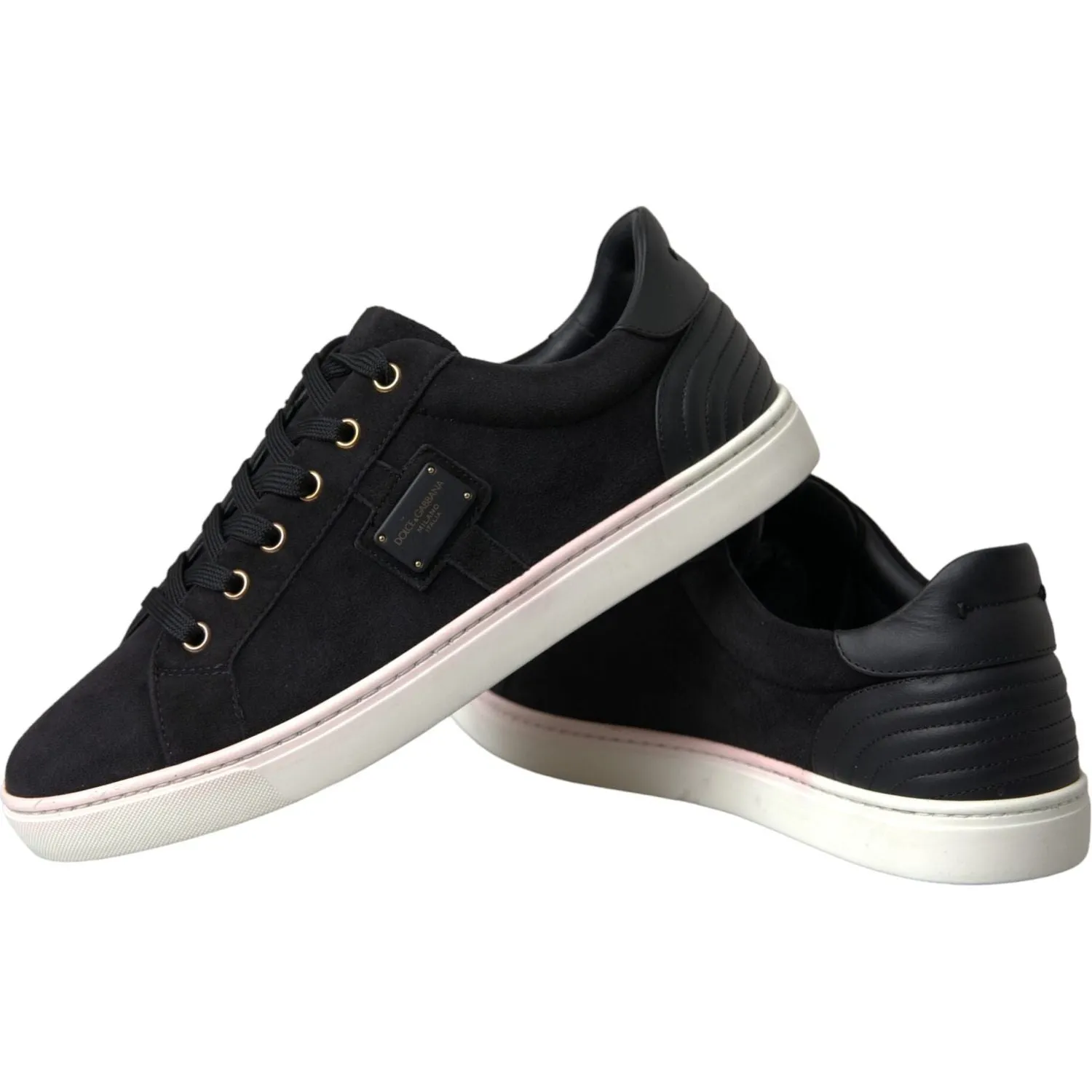 Dolce & Gabbana Black Suede Leather Men Low Top Sneakers Men Shoes