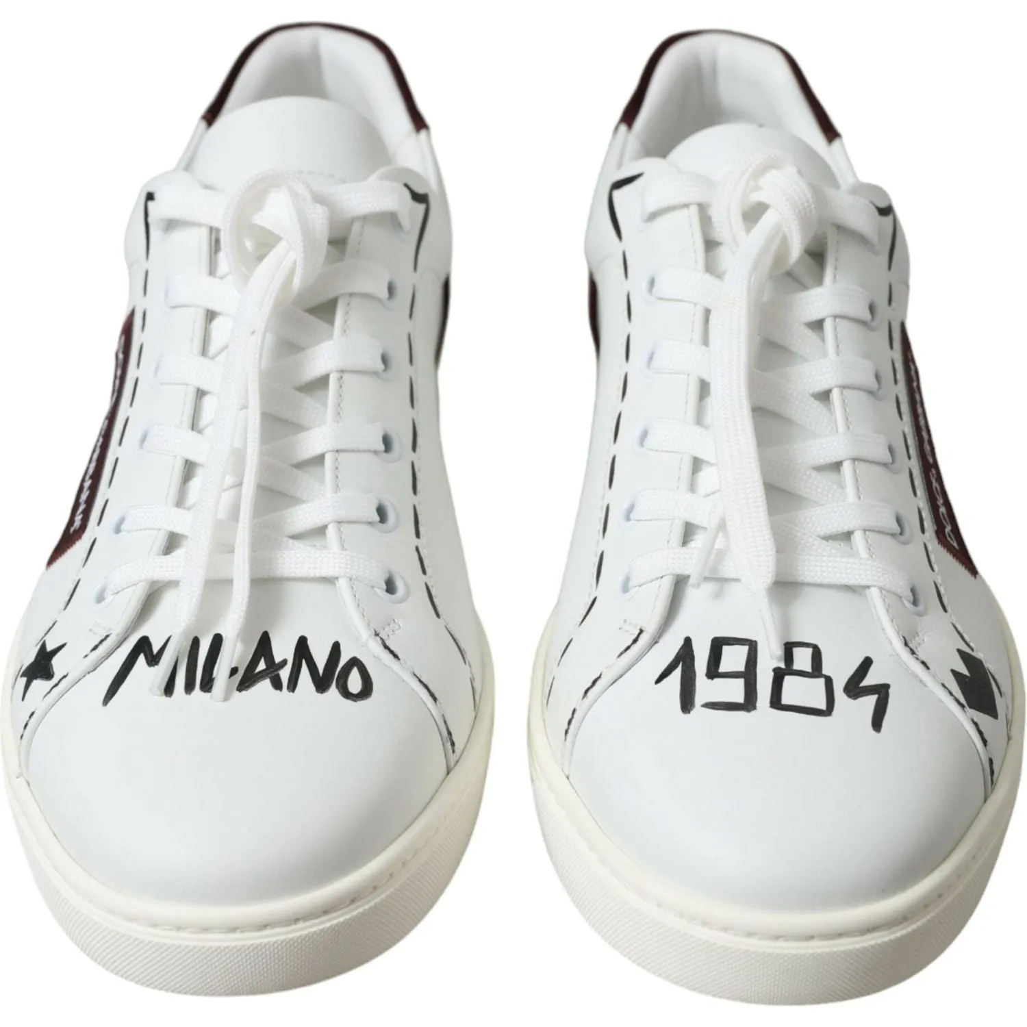 Dolce & Gabbana Exclusive White Bordeaux Low Top Sneakers