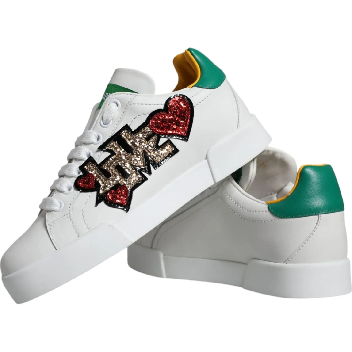 Dolce & Gabbana White Love Patch Portofino Sneakers Shoes