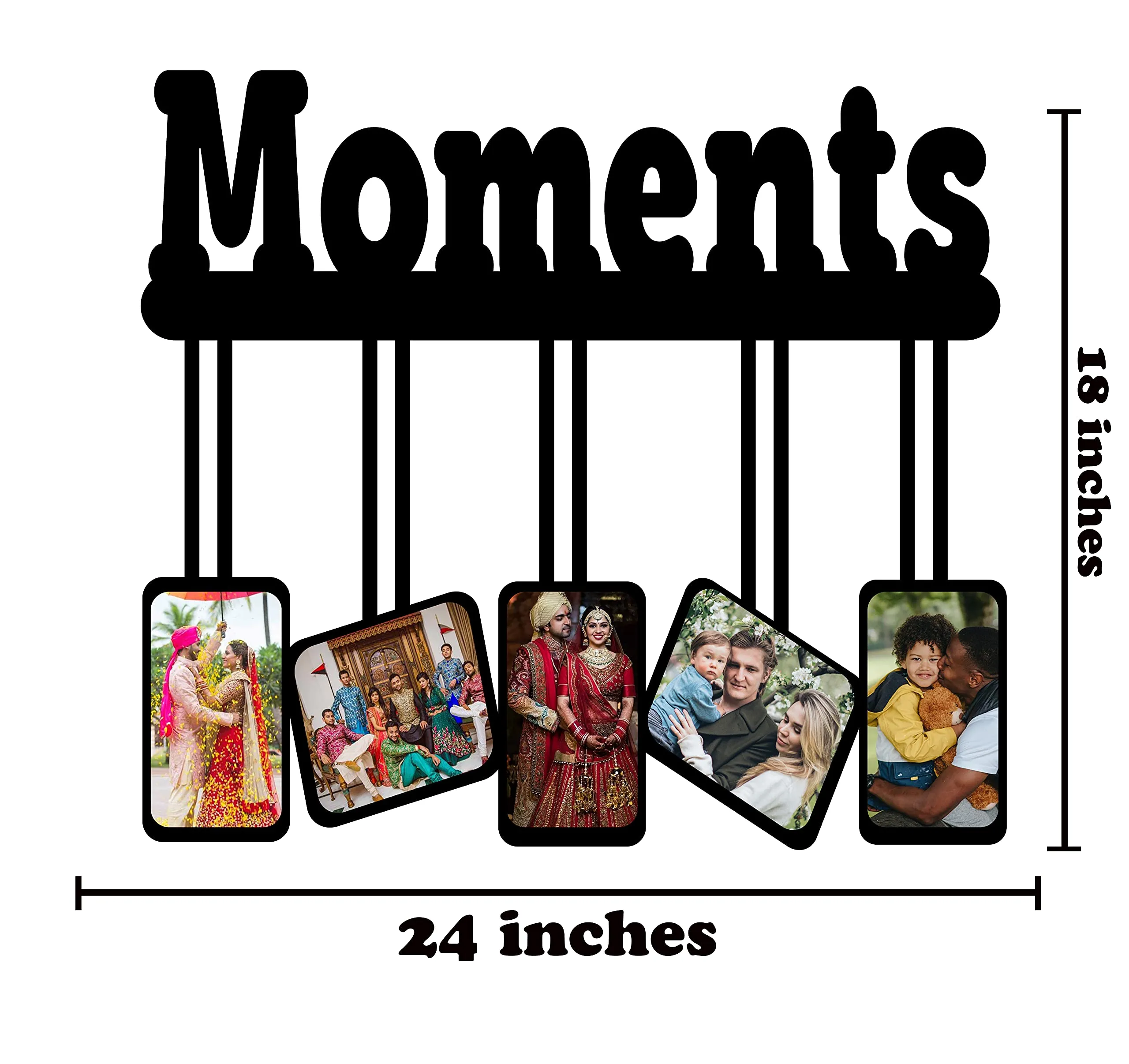 DREAMVIO Mdf Wood Moments Personalized 5 Photo Frame - 18X24 Inch (Black, Dv_Wooden08)