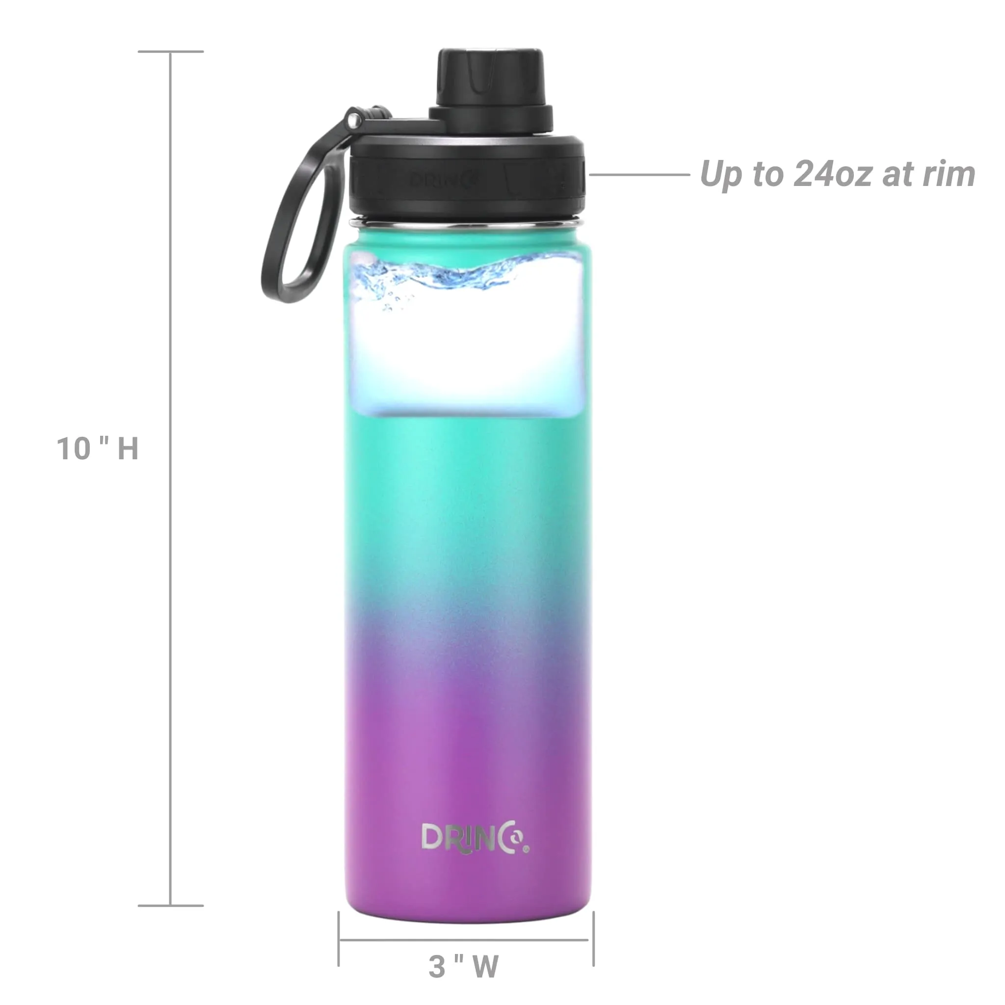 DRINCO® 22oz Stainless Steel Sport Water Bottle - Ombre Fuschia Teal