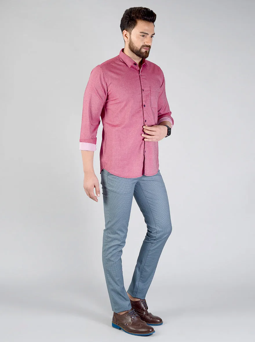 Earthy Pink Solid Slim Fit Casual Shirt | JadeBlue