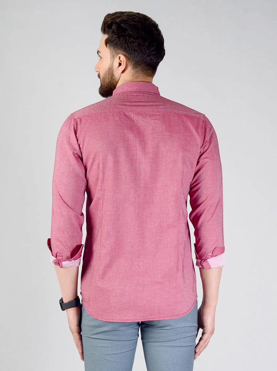 Earthy Pink Solid Slim Fit Casual Shirt | JadeBlue