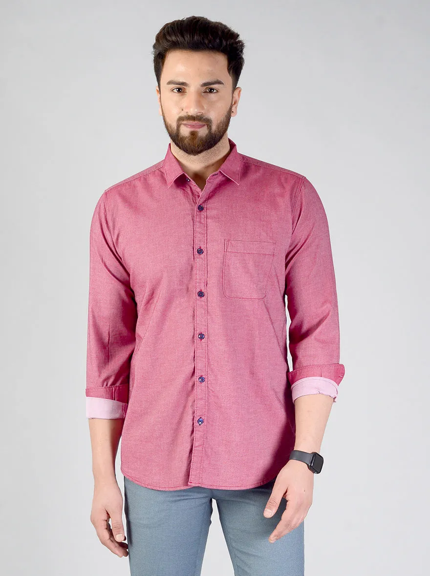 Earthy Pink Solid Slim Fit Casual Shirt | JadeBlue