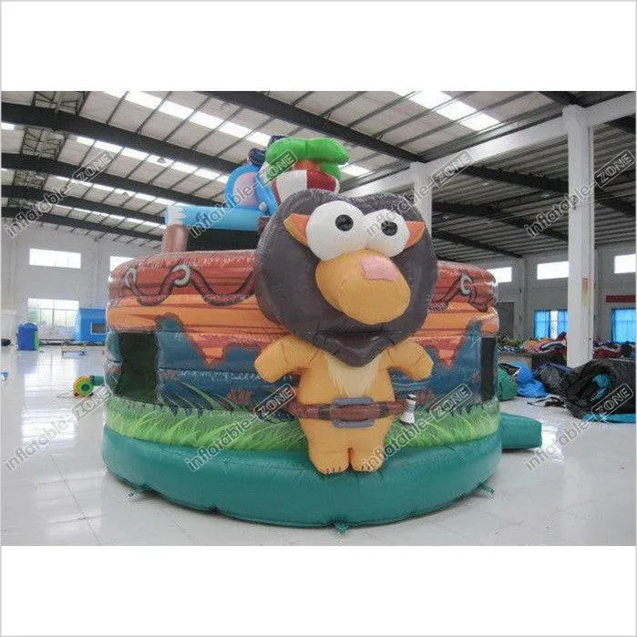 Elephant Inflatable Pirate Ship Bouncer Animals Pirate Boat Silk Printing Inflatable Animals Pirate Boat