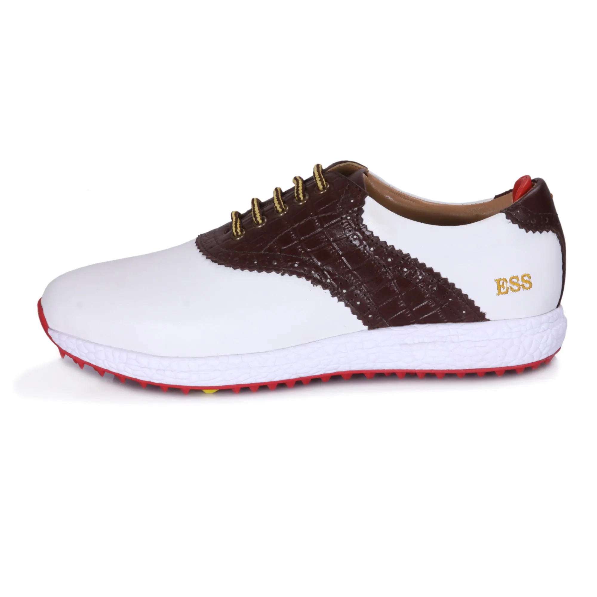 Euro White & Brown Golf Shoes