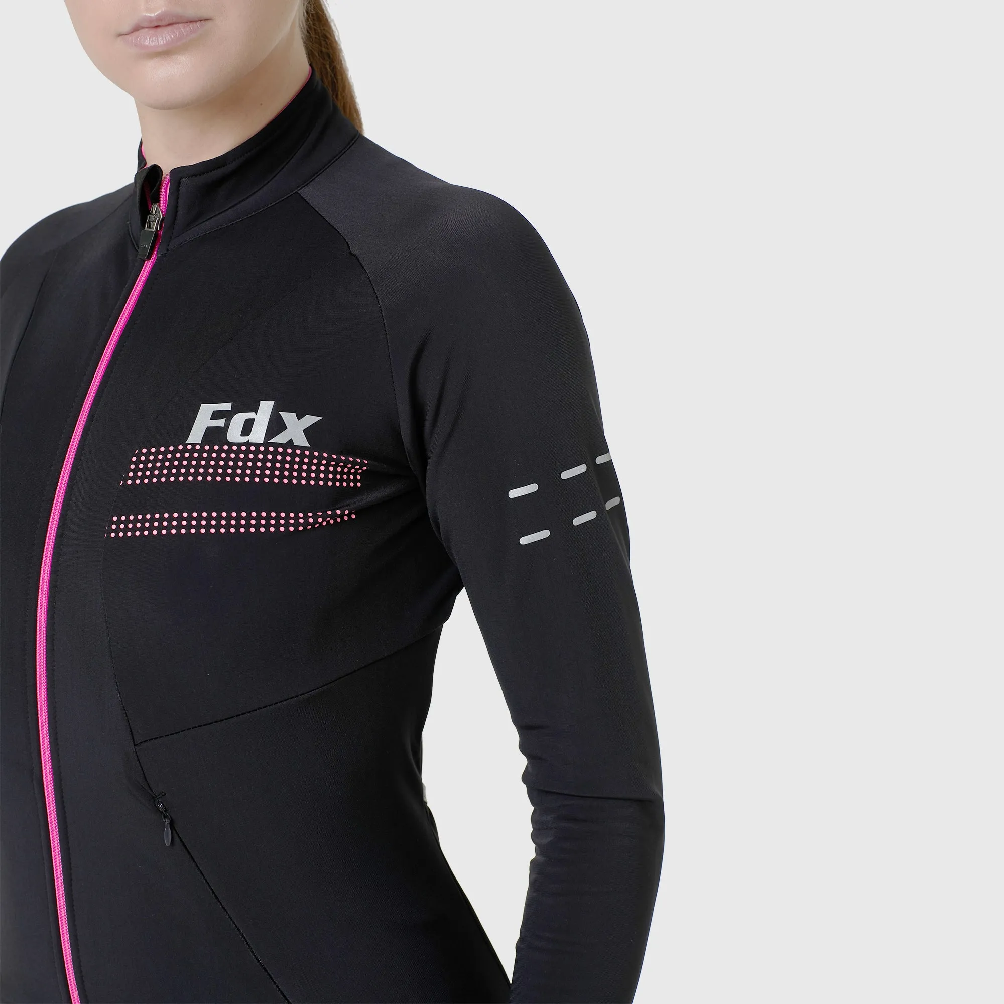 Fdx Arch Women's & Girl's Pink Thermal Roubaix Long Sleeve Cycling Jersey