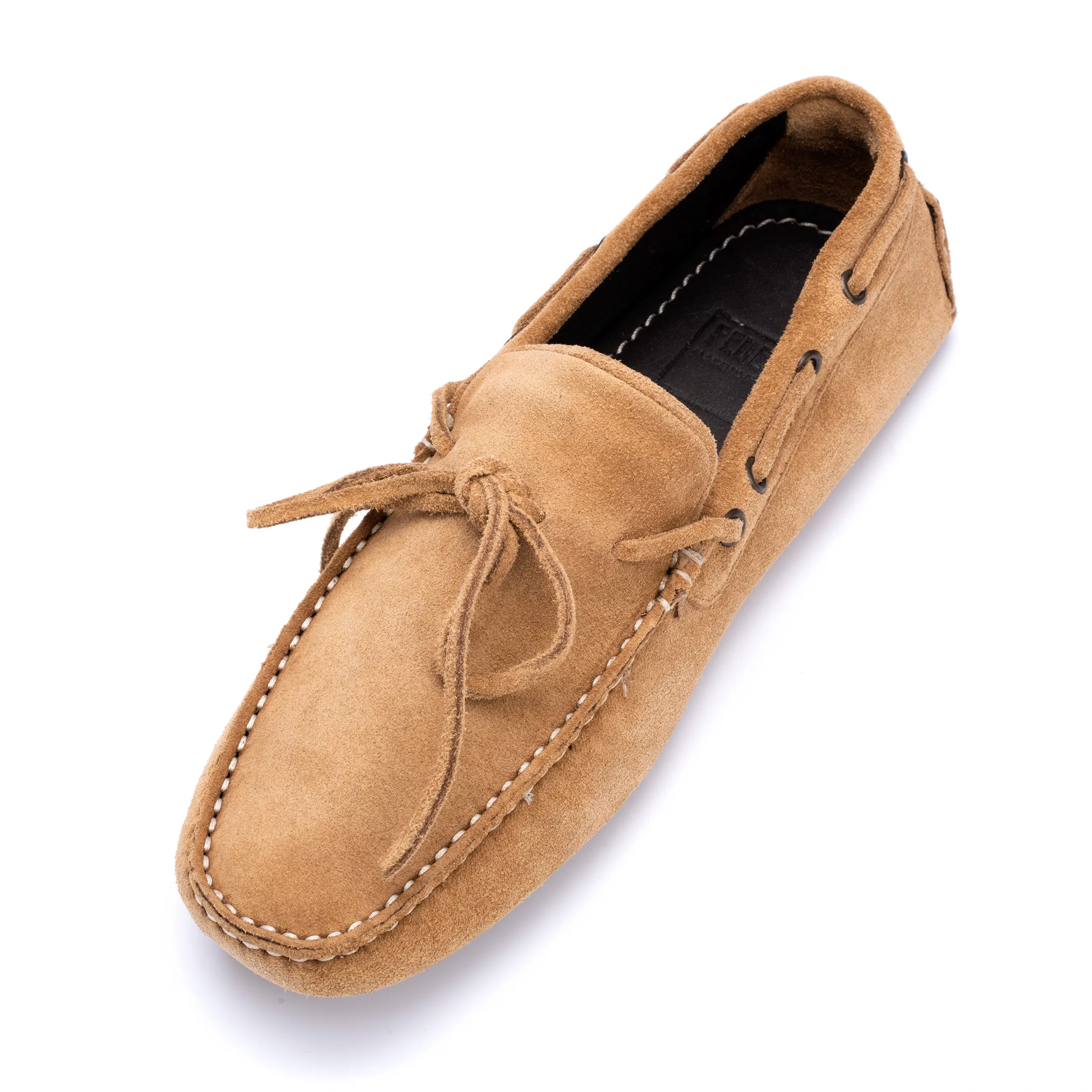 FEDELI "Rally" Camel Brown Suede Loafers Driving Car Shoes Moccasins 40.5 NEW 7.