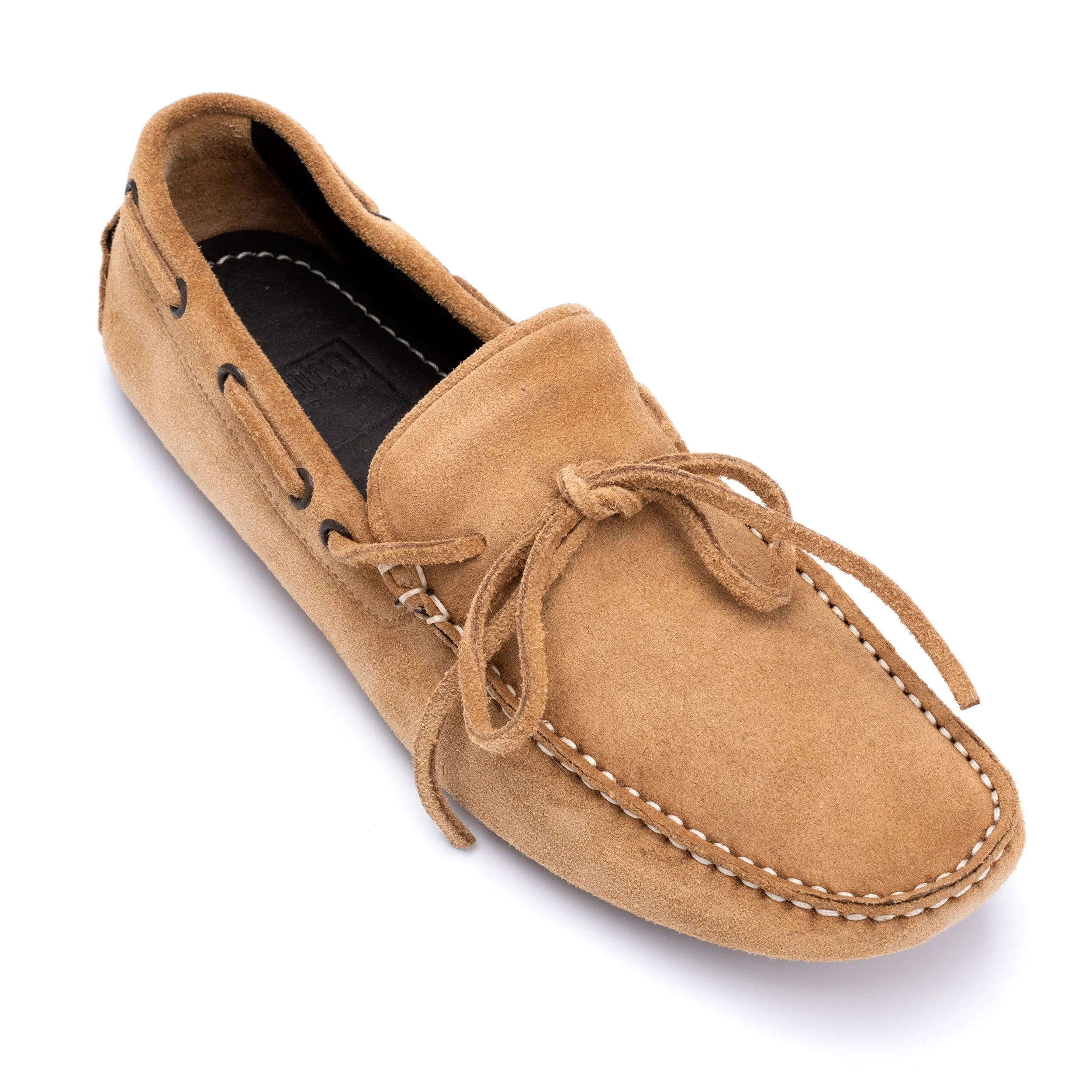 FEDELI "Rally" Camel Brown Suede Loafers Driving Car Shoes Moccasins 40.5 NEW 7.