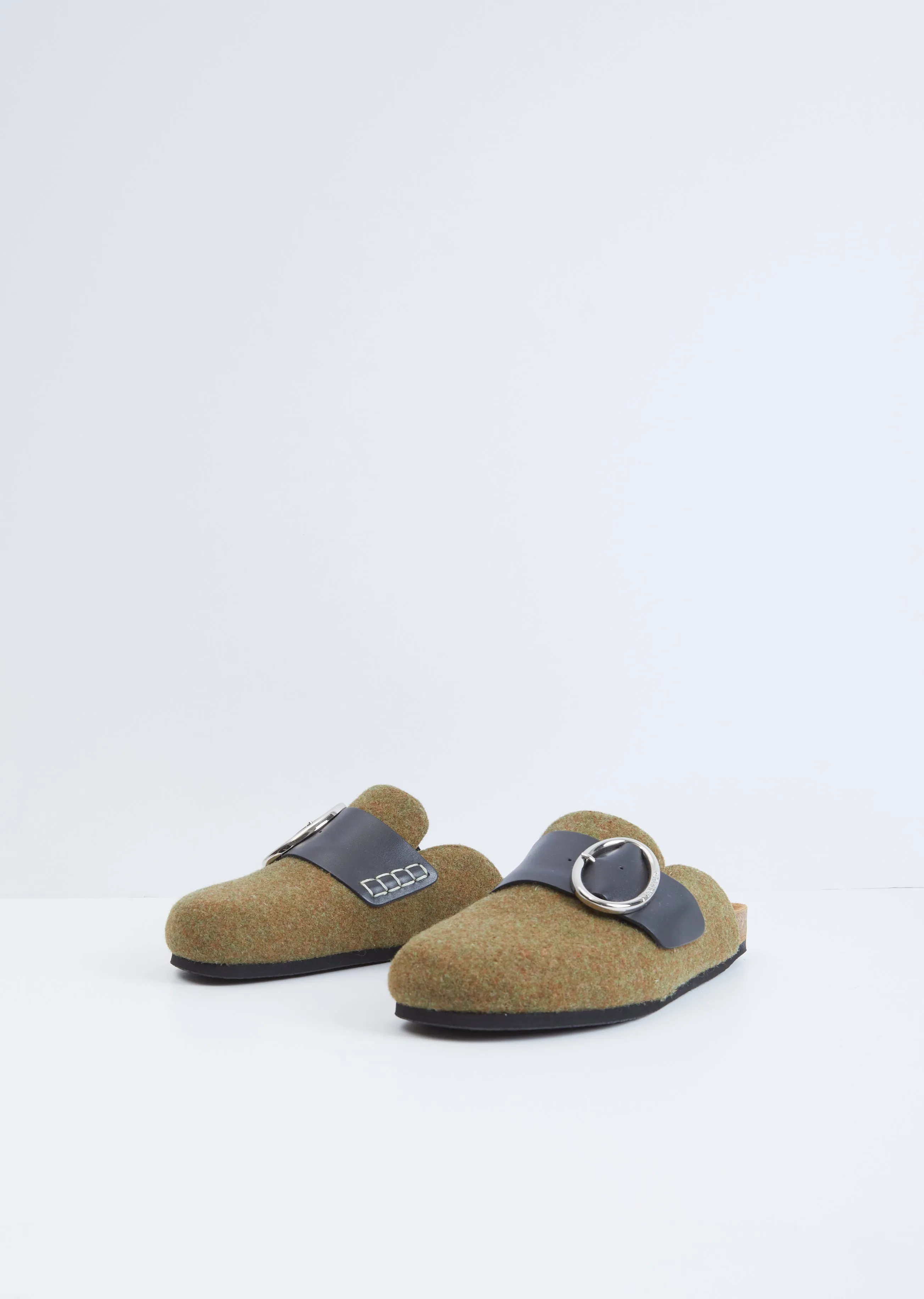 Felt Buckle Loafer — Olive / Black