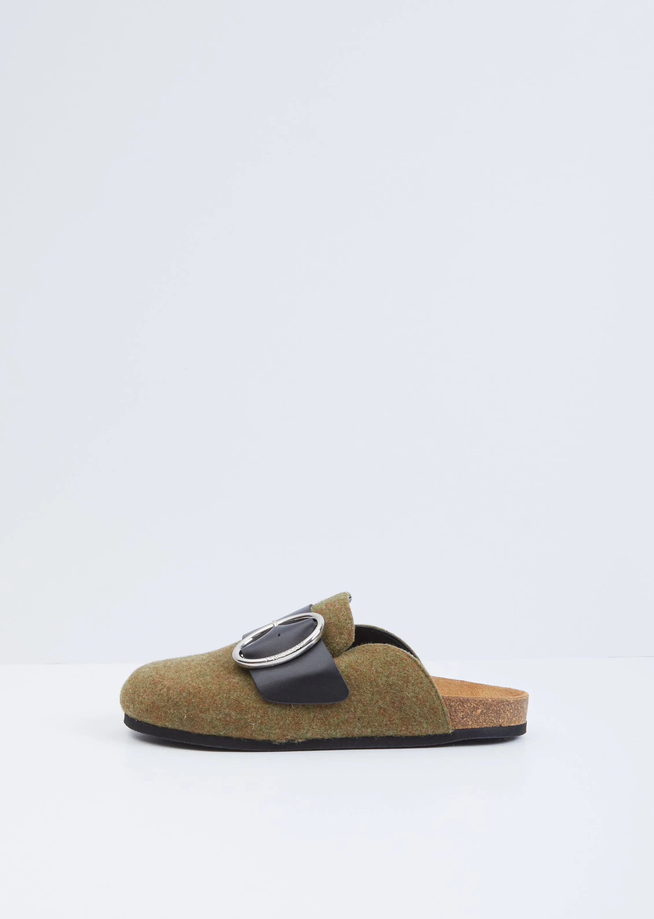 Felt Buckle Loafer — Olive / Black