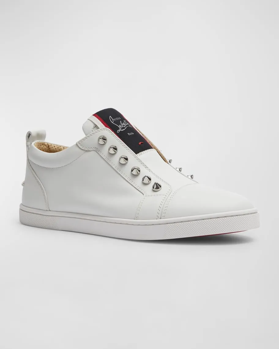 Fique A Vontade Christian Louboutin Leather Low Top Sneakers with Red Sole