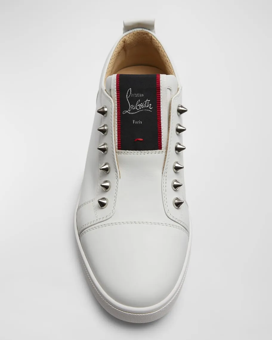 Fique A Vontade Christian Louboutin Leather Low Top Sneakers with Red Sole