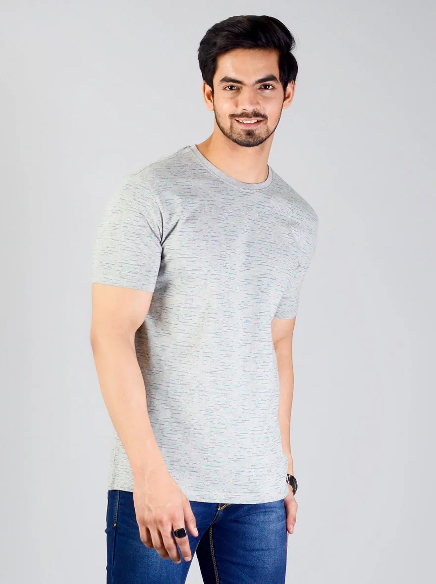 Flint Grey Printed Slim Fit T-shirt | JadeBlue