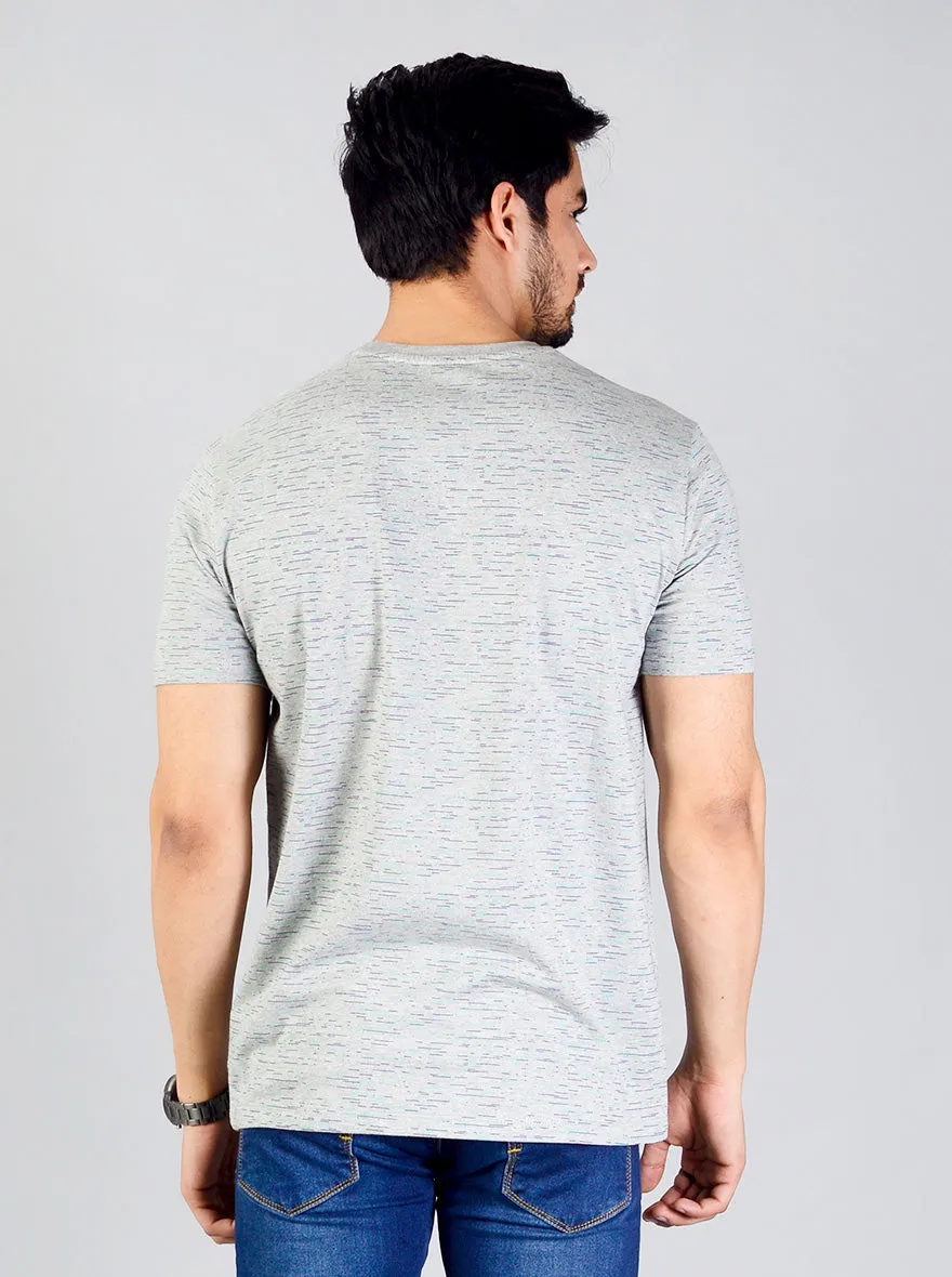 Flint Grey Printed Slim Fit T-shirt | JadeBlue