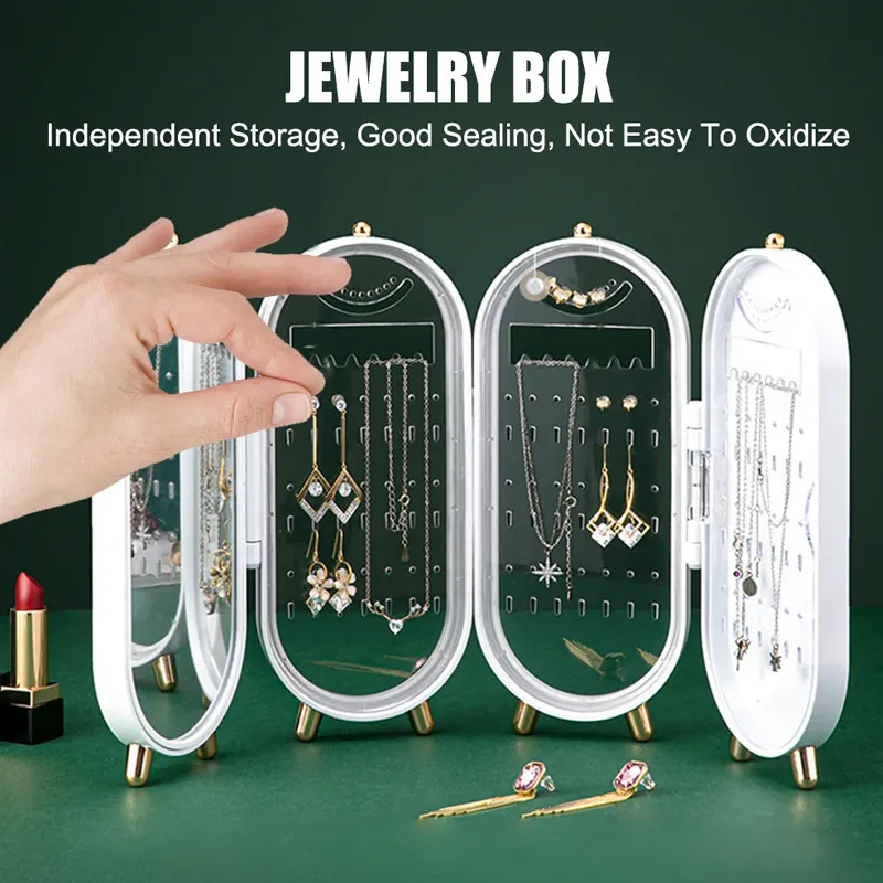 Foldable Jewelry Storage Box with Mirror