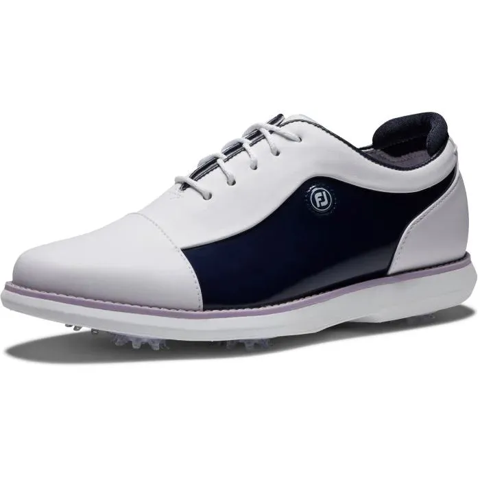 FootJoy 2024 Women's Traditions Golf Shoe- White/Navy/Purple