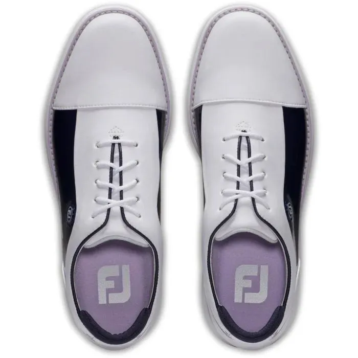 FootJoy 2024 Women's Traditions Golf Shoe- White/Navy/Purple