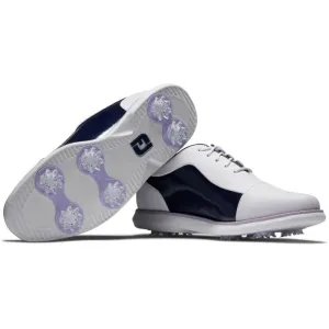 FootJoy 2024 Women's Traditions Golf Shoe- White/Navy/Purple