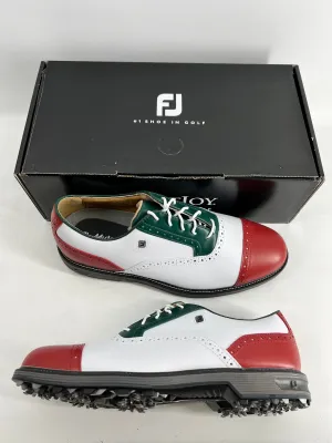 Footjoy Myjoys Premiere Series Tarlow Golf Shoes White Red Green 10.5 Medium