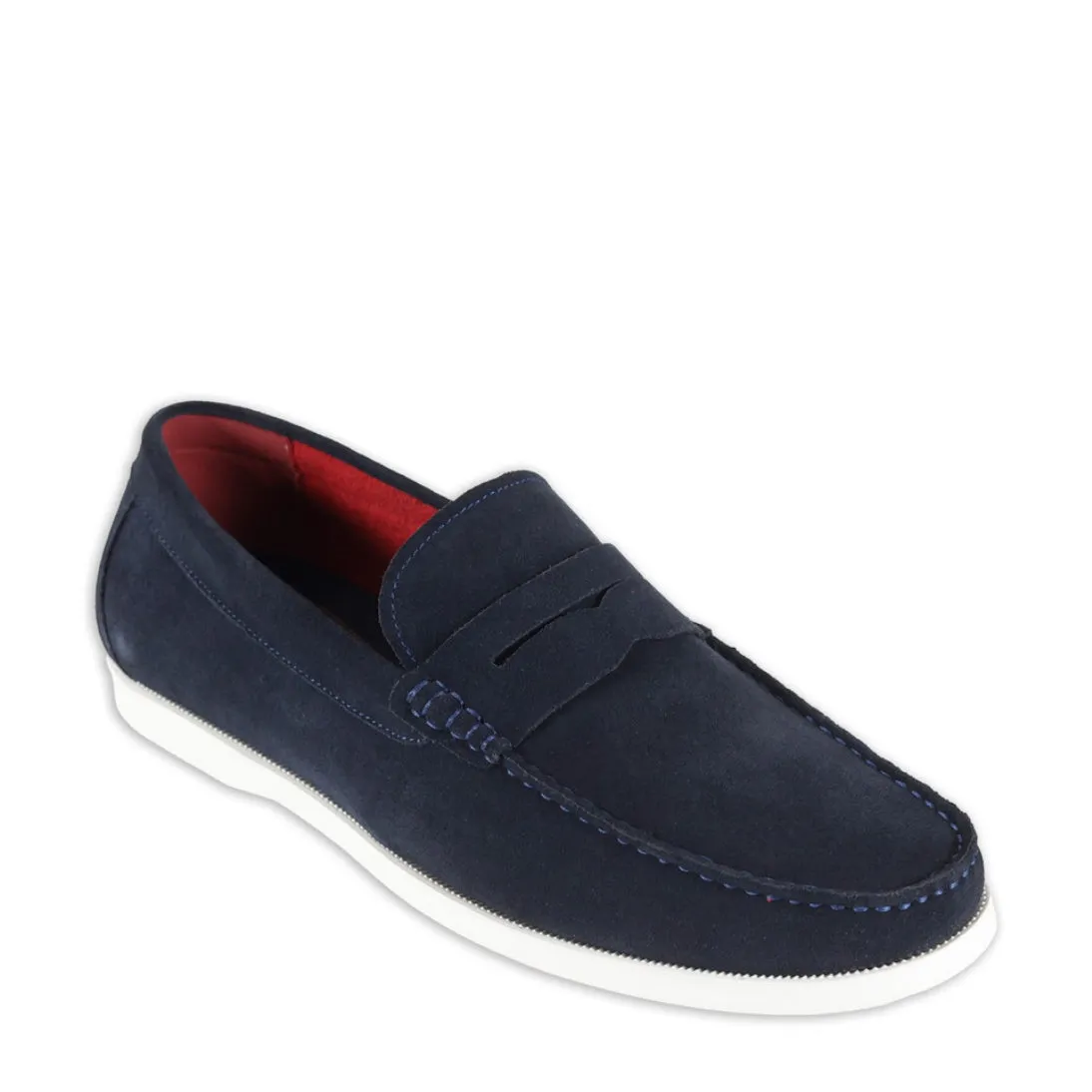 Front Doug Suede Slip-on Penny Loafers FR7494 Navy