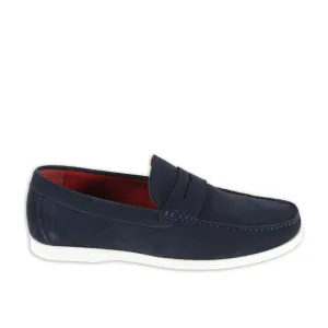 Front Doug Suede Slip-on Penny Loafers FR7494 Navy