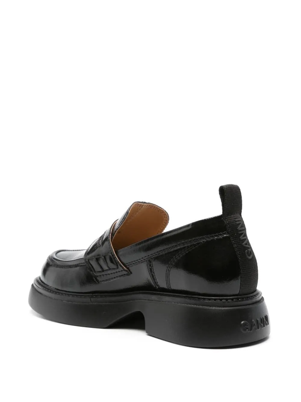 GANNI Chic Black Platform Loafers with Logo Detail